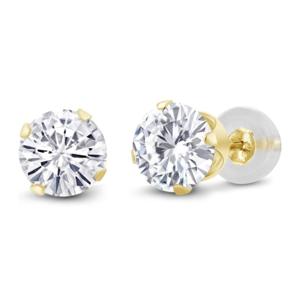 Solid 14k Gold 2 Carats Round Diamond Earrings